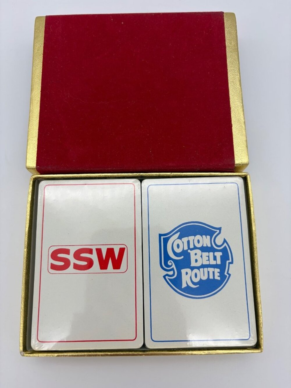 Vintage Cotton Belt Route Railroad Playing Cards 2 Sealed Decks Original Box SSW